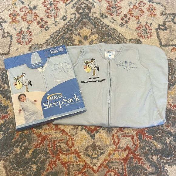 Set of 2 Halo Wearable Blanket Sleep Sack 100% COTTON | BLUE 0-6 months - Picture 2 of 4